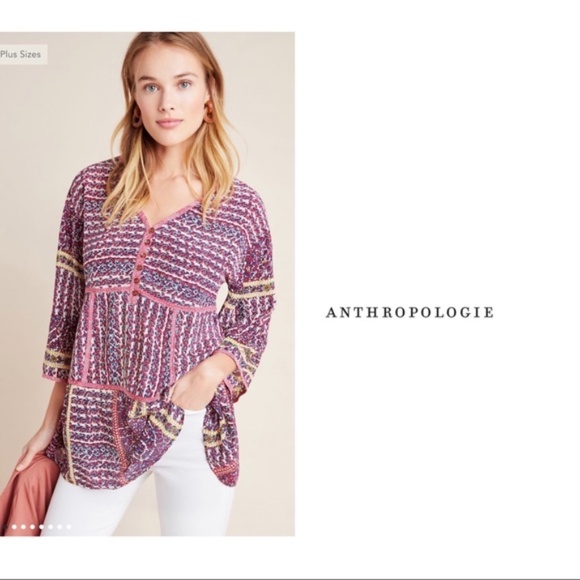 Anthropologie Tops - Anthropologie Maeve Lilyana Tiered Silk Blouse S